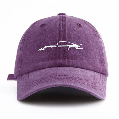 Retro Sports-Car Outline Washed-Cotton Dad Hat