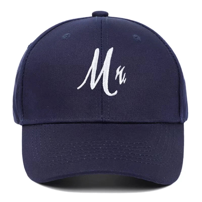 DAD & MOM Embroidered Washed-Cotton Cap Set — 2 Pieces