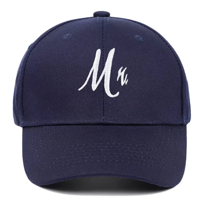 DAD & MOM Embroidered Washed-Cotton Cap Set — 2 Pieces