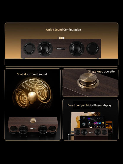 Lenovo C02 Retro Wood Desktop Bluetooth Speaker