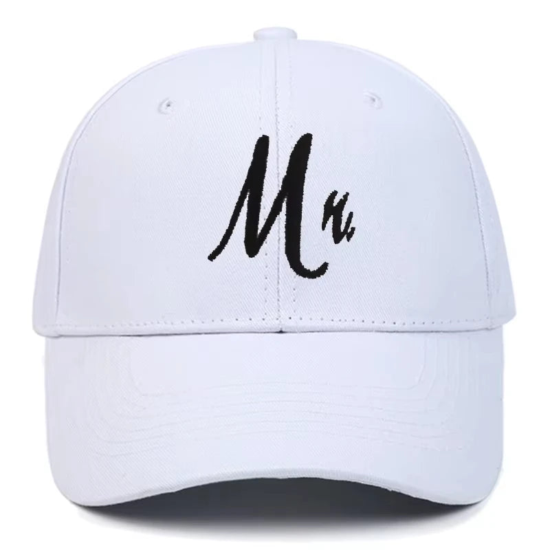 DAD & MOM Embroidered Washed-Cotton Cap Set — 2 Pieces