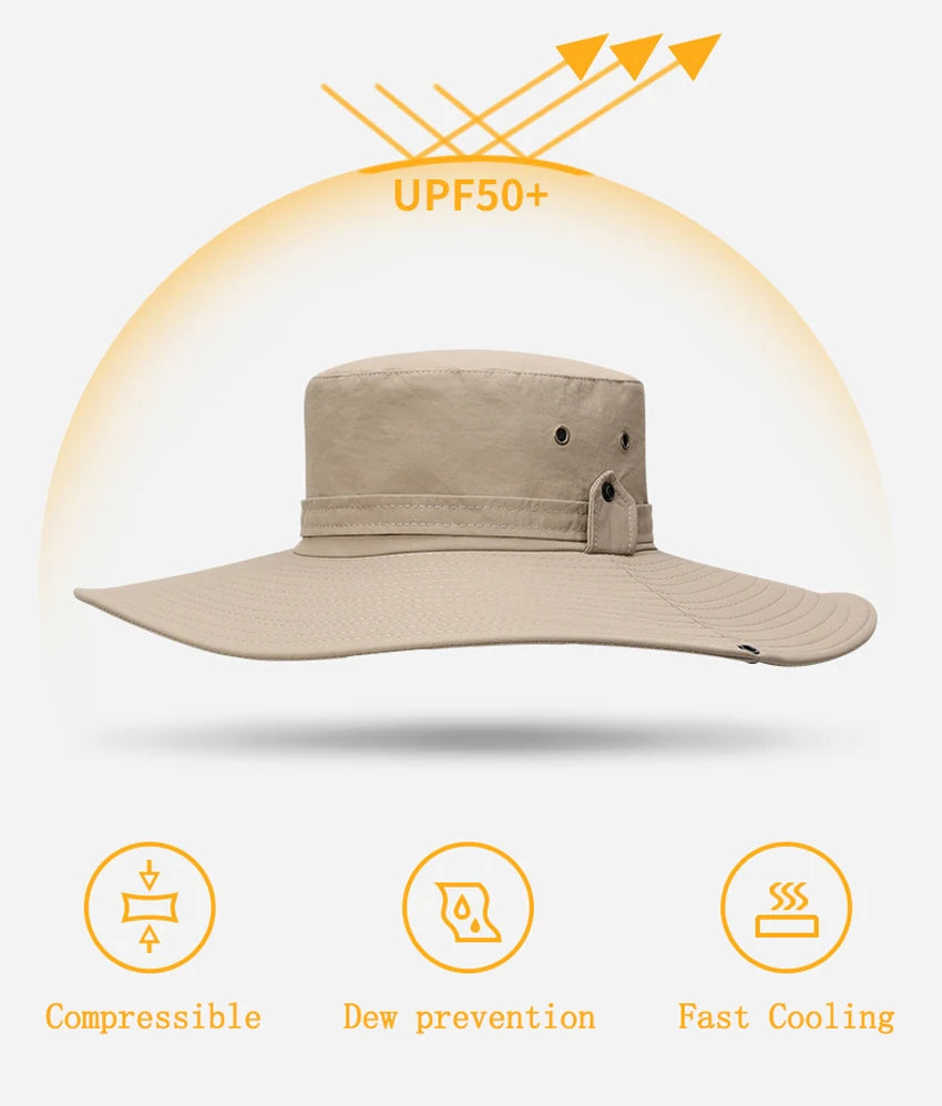 Men's UPF 50+ Waterproof Wide-Brim Boonie Hat