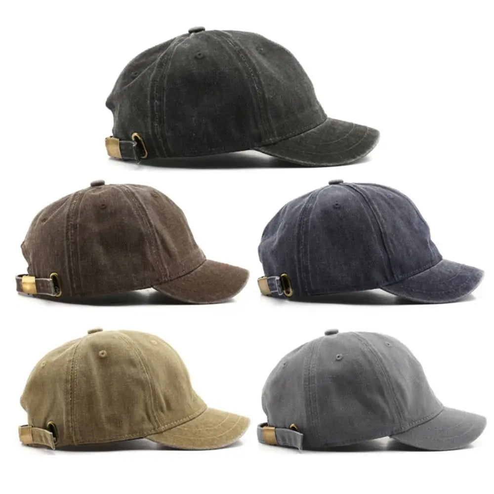 Vintage Washed-Cotton Short-Brim Dad Hat