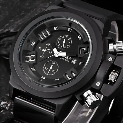 Men Genuine XINEW Brand Watches Students Boys Fashion Casual Rubber Band Simple Sports Date Quartz Watch Black Reloj Hombre 2024