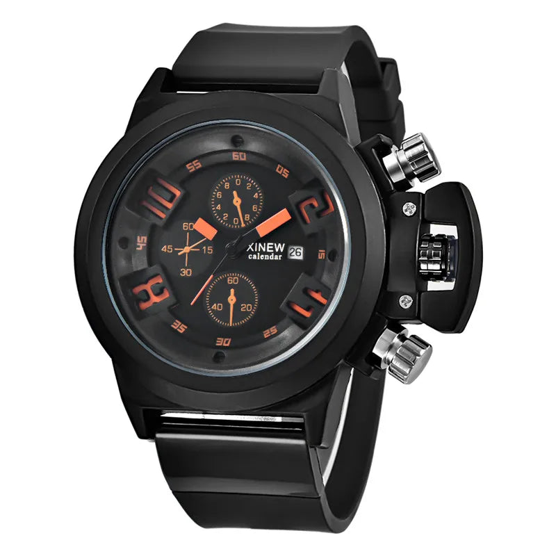 Men Genuine XINEW Brand Watches Students Boys Fashion Casual Rubber Band Simple Sports Date Quartz Watch Black Reloj Hombre 2024