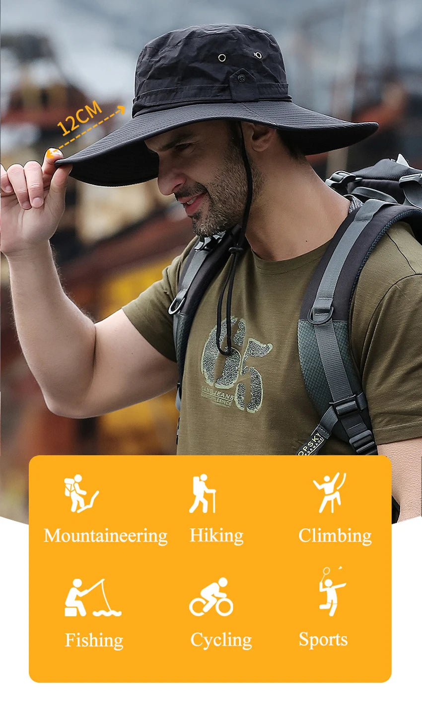 Men's UPF 50+ Waterproof Wide-Brim Boonie Hat
