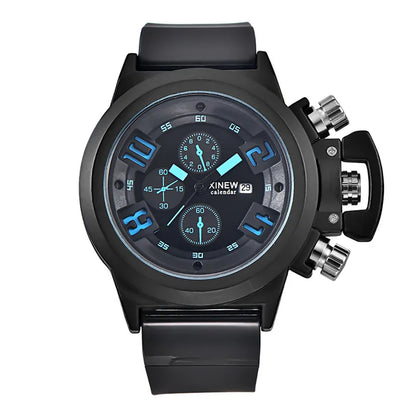Men Genuine XINEW Brand Watches Students Boys Fashion Casual Rubber Band Simple Sports Date Quartz Watch Black Reloj Hombre 2024