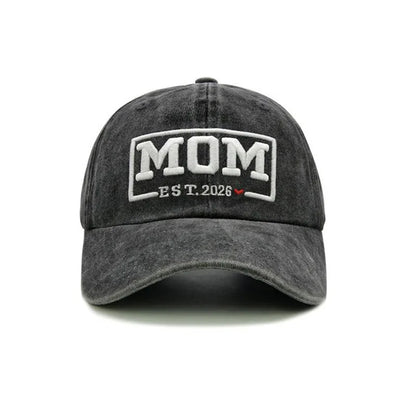 DAD & MOM Embroidered Washed-Cotton Cap Set — 2 Pieces