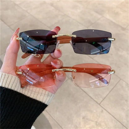 UV400 Punk Sunglasses Fashion Gradient Frameless Eyewear Rectangle Sun Glasses for Women & Men