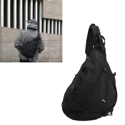 Large Black Sling Bag Waterproof Sling Backpack Oxford Fabric Outdoor Sports Chest Bag for Men Women Large Black Sling Backpack