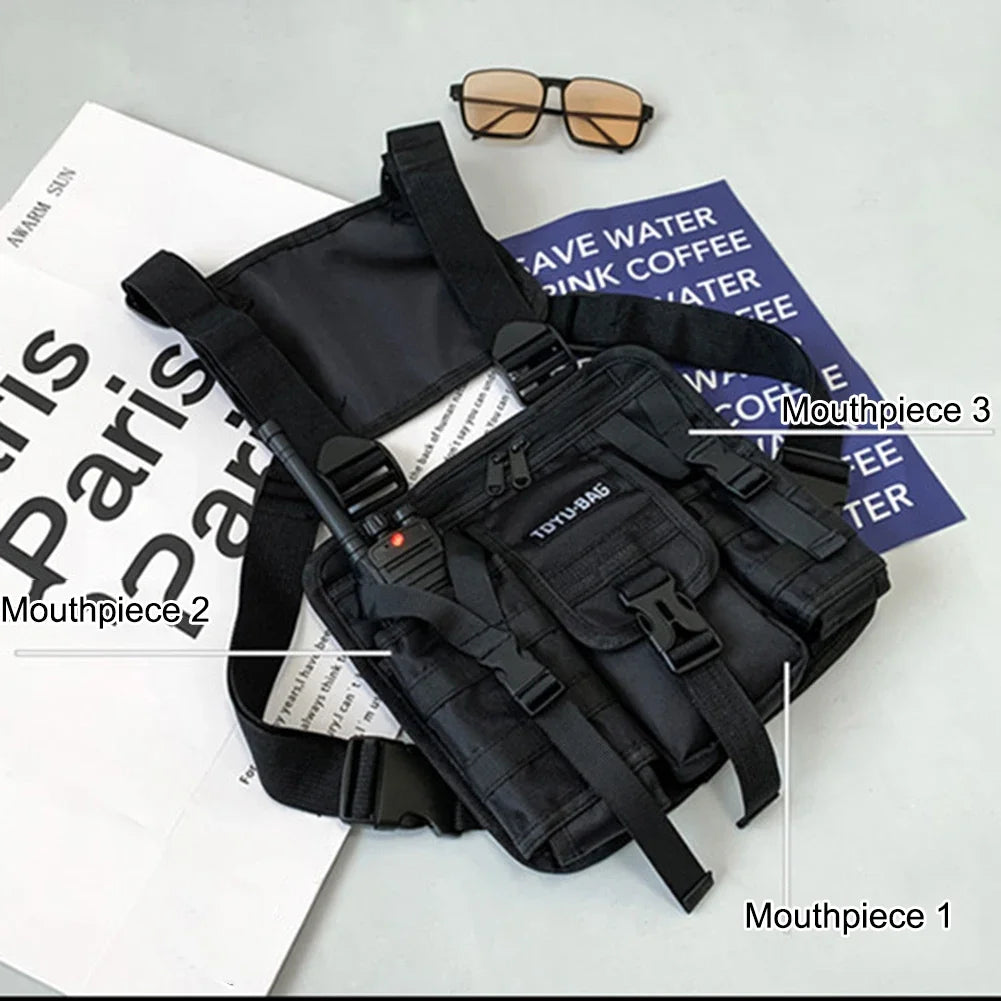 Molle Chest Bag Oxford Cloth Molle Shoulder Vest Bags Adjustable Multiple Pockets Lightweight for Hiking Travel Cycling