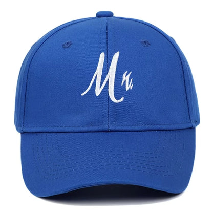 DAD & MOM Embroidered Washed-Cotton Cap Set — 2 Pieces