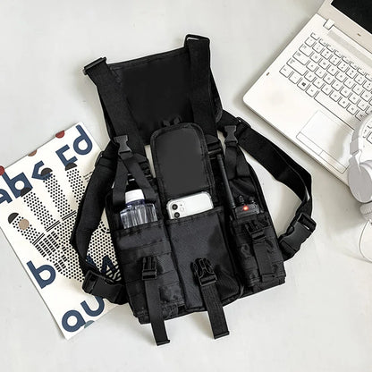 Molle Chest Bag Oxford Cloth Molle Shoulder Vest Bags Adjustable Multiple Pockets Lightweight for Hiking Travel Cycling