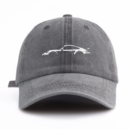 Retro Sports-Car Outline Washed-Cotton Dad Hat
