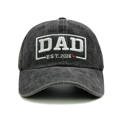 DAD & MOM Embroidered Washed-Cotton Cap Set — 2 Pieces
