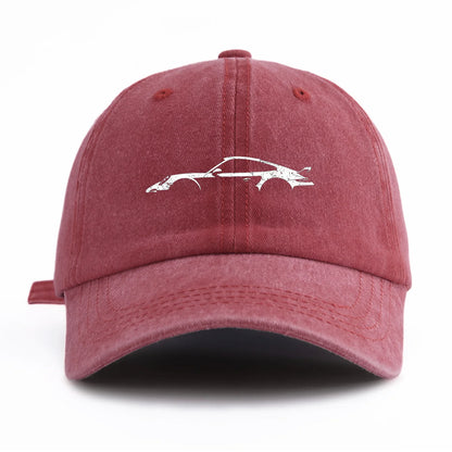 Retro Sports-Car Outline Washed-Cotton Dad Hat