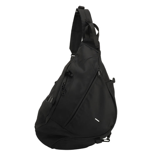 Large Black Sling Bag Waterproof Sling Backpack Oxford Fabric Outdoor Sports Chest Bag for Men Women Large Black Sling Backpack
