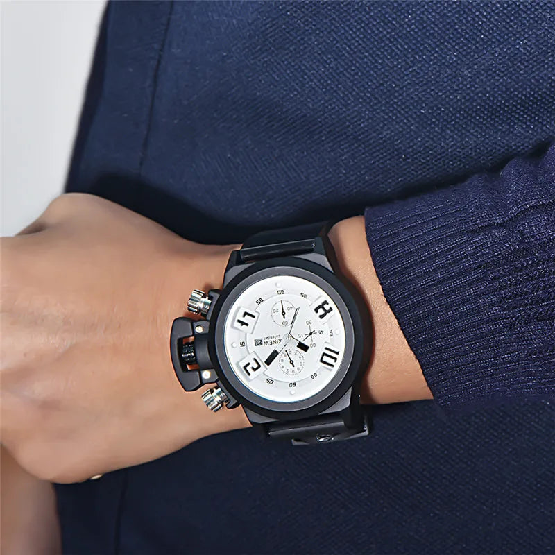 Men Genuine XINEW Brand Watches Students Boys Fashion Casual Rubber Band Simple Sports Date Quartz Watch Black Reloj Hombre 2024