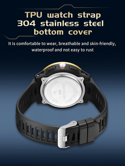 SANDA 3379 Fashion Men's Electronic Watch Dual Screen Sports Type Multi functional Waterproof LED Leisure Men's Electronic Watch