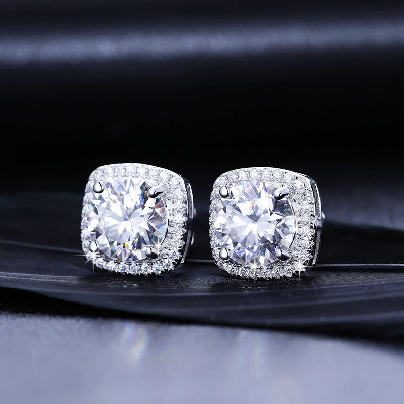 Classic Round Cut 1CT Test Passed Moissanite Diamond Earrings For Women Fine Jelwery Sterling Silver 925 Earring Engagement Gift