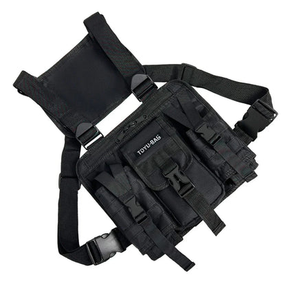 Molle Chest Bag Oxford Cloth Molle Shoulder Vest Bags Adjustable Multiple Pockets Lightweight for Hiking Travel Cycling