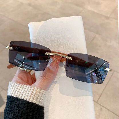 UV400 Punk Sunglasses Fashion Gradient Frameless Eyewear Rectangle Sun Glasses for Women & Men