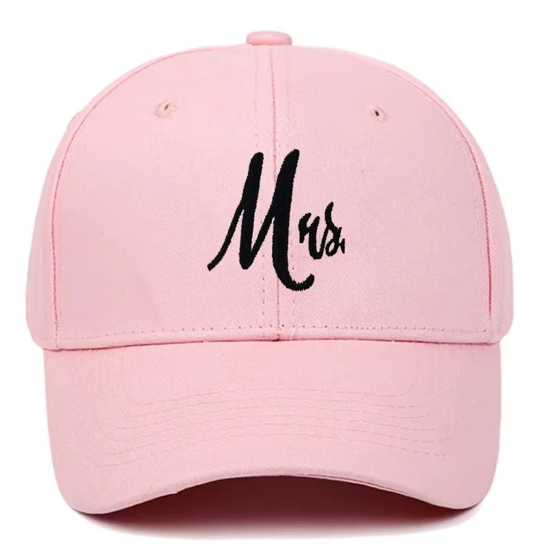 DAD & MOM Embroidered Washed-Cotton Cap Set — 2 Pieces