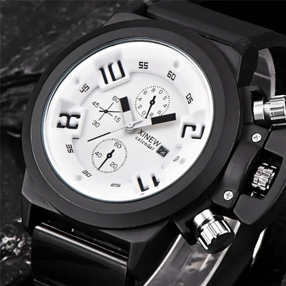 Men Genuine XINEW Brand Watches Students Boys Fashion Casual Rubber Band Simple Sports Date Quartz Watch Black Reloj Hombre 2024