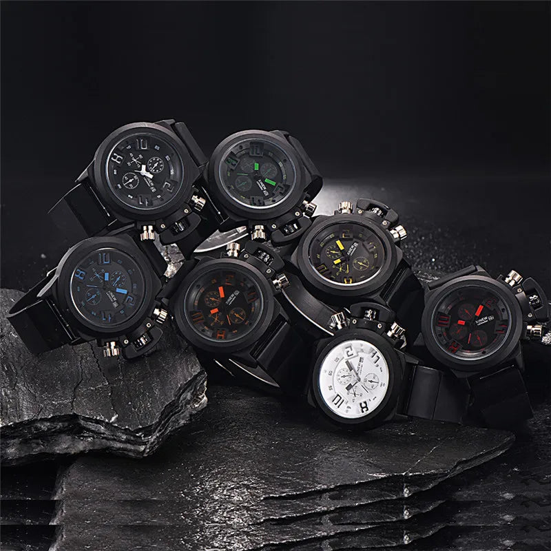 Men Genuine XINEW Brand Watches Students Boys Fashion Casual Rubber Band Simple Sports Date Quartz Watch Black Reloj Hombre 2024