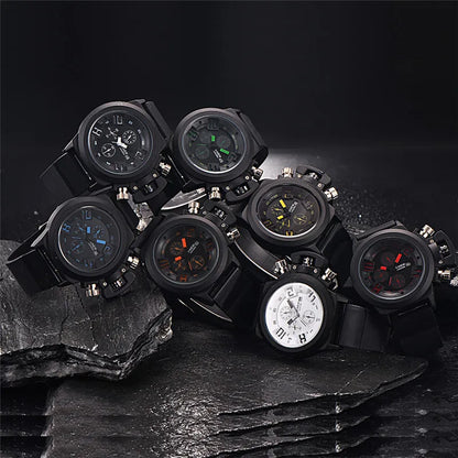 Men Genuine XINEW Brand Watches Students Boys Fashion Casual Rubber Band Simple Sports Date Quartz Watch Black Reloj Hombre 2024