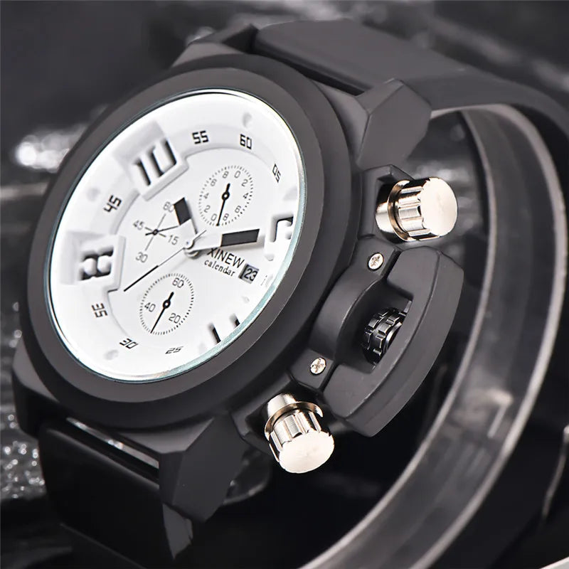 Men Genuine XINEW Brand Watches Students Boys Fashion Casual Rubber Band Simple Sports Date Quartz Watch Black Reloj Hombre 2024