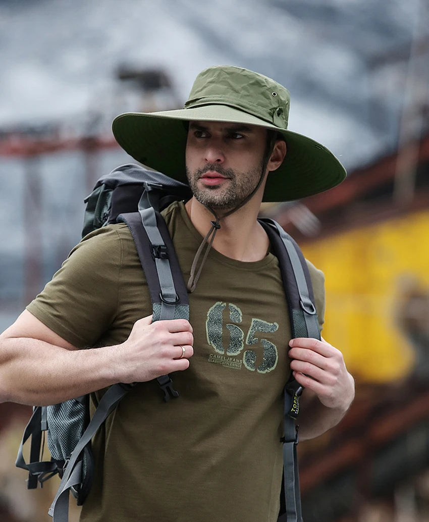 Men's UPF 50+ Waterproof Wide-Brim Boonie Hat