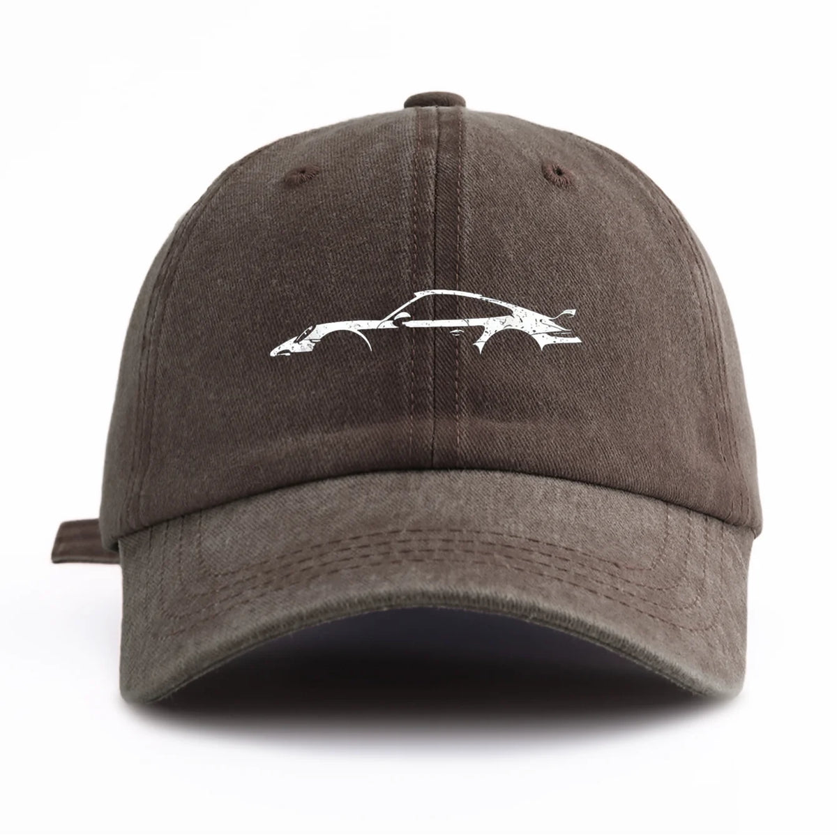 Retro Sports-Car Outline Washed-Cotton Dad Hat