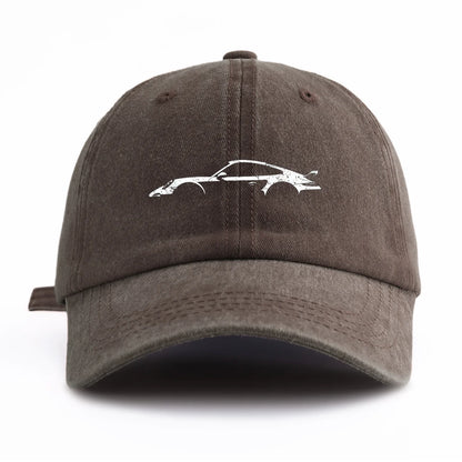 Retro Sports-Car Outline Washed-Cotton Dad Hat