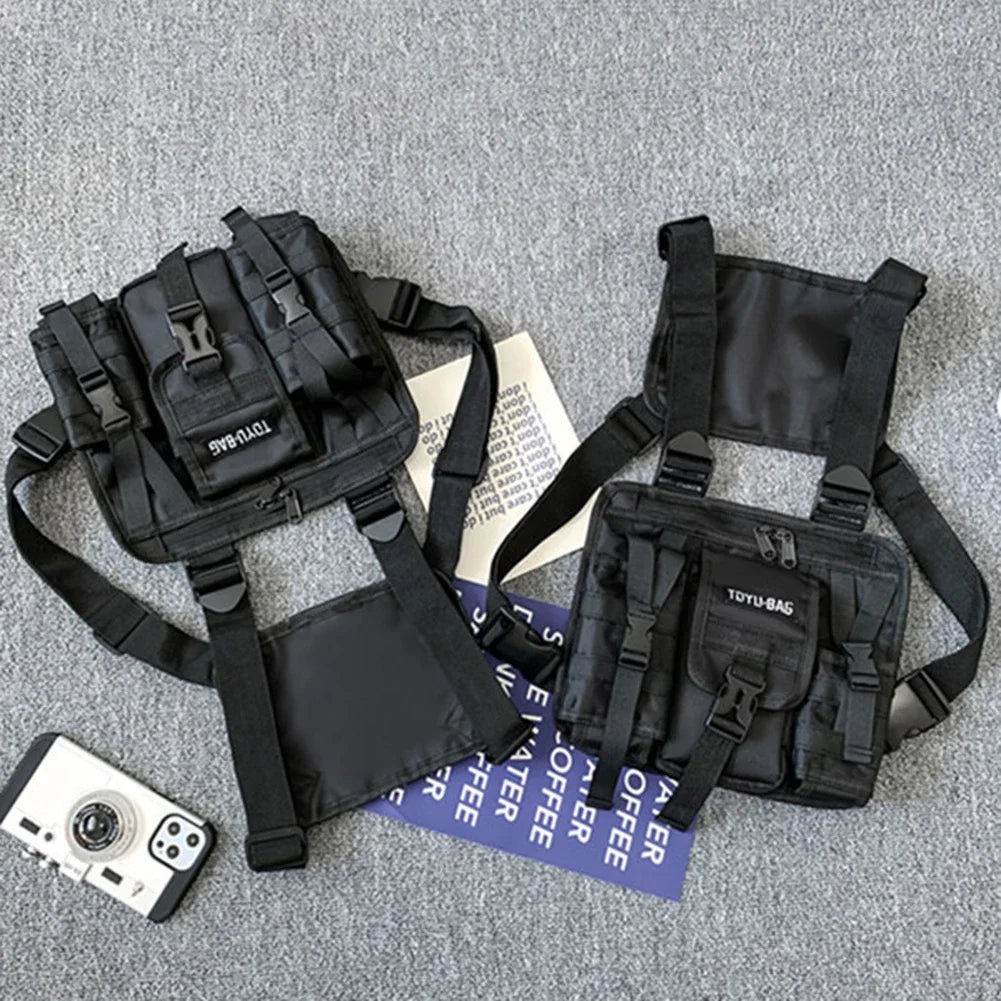 Molle Chest Bag Oxford Cloth Molle Shoulder Vest Bags Adjustable Multiple Pockets Lightweight for Hiking Travel Cycling