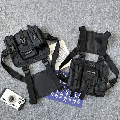 Molle Chest Bag Oxford Cloth Molle Shoulder Vest Bags Adjustable Multiple Pockets Lightweight for Hiking Travel Cycling