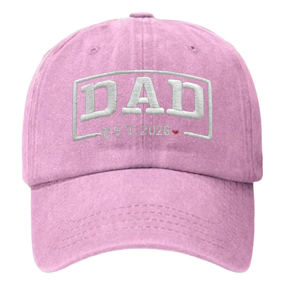 DAD & MOM Embroidered Washed-Cotton Cap Set — 2 Pieces