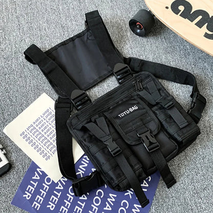 Molle Chest Bag Oxford Cloth Molle Shoulder Vest Bags Adjustable Multiple Pockets Lightweight for Hiking Travel Cycling