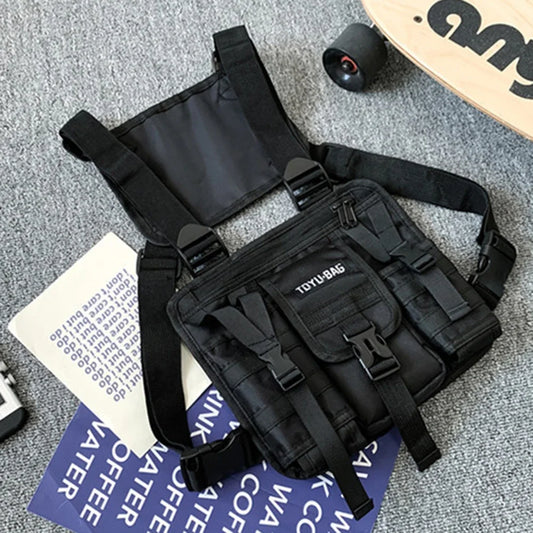 Molle Chest Bag Oxford Cloth Molle Shoulder Vest Bags Adjustable Multiple Pockets Lightweight for Hiking Travel Cycling