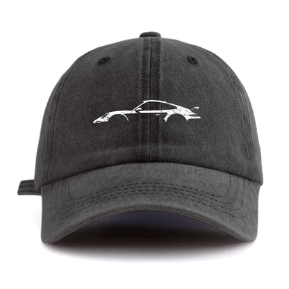 Retro Sports-Car Outline Washed-Cotton Dad Hat