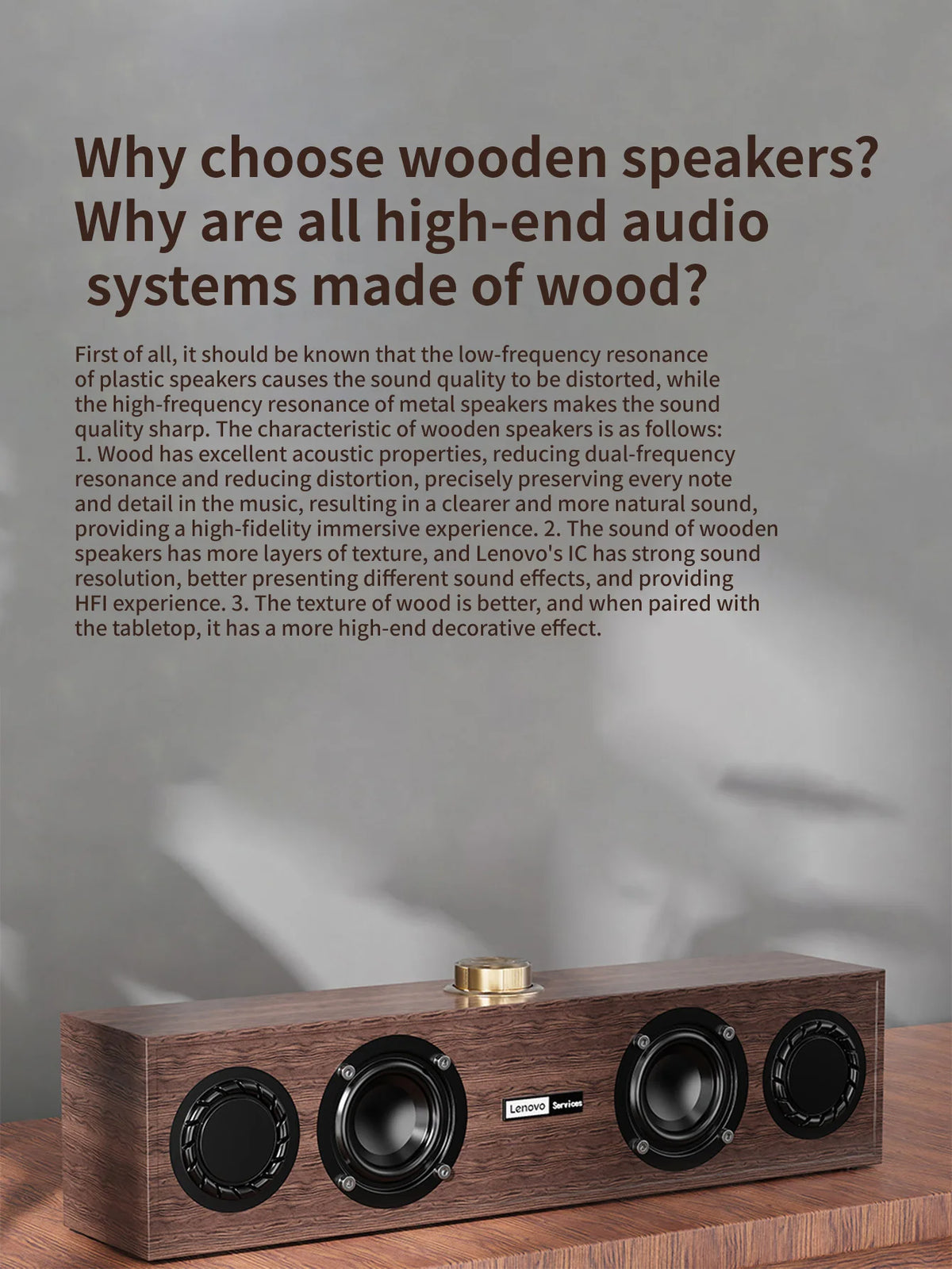Lenovo C02 Retro Wood Desktop Bluetooth Speaker