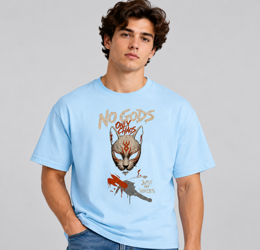 Moods Only Chaos Kitsune Mask Graphic Drop Shoulder Tee