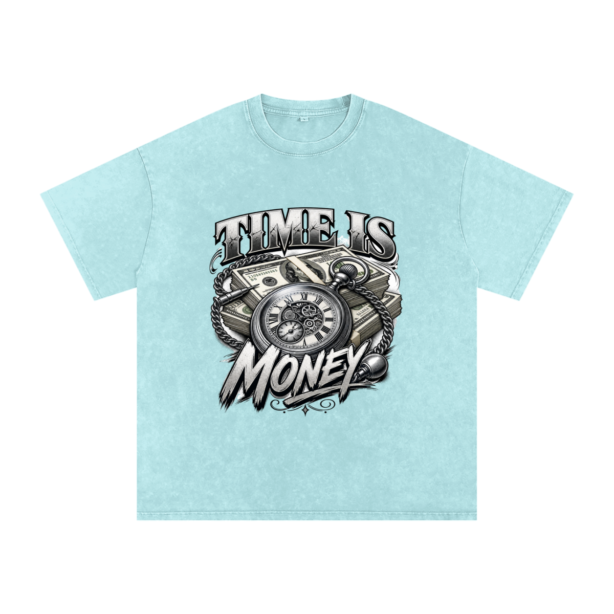Time Is Money Snow-Washed Cotton Graphic Tee