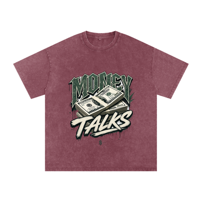 Money Talks Snow-Washed Cotton Graphic Tee