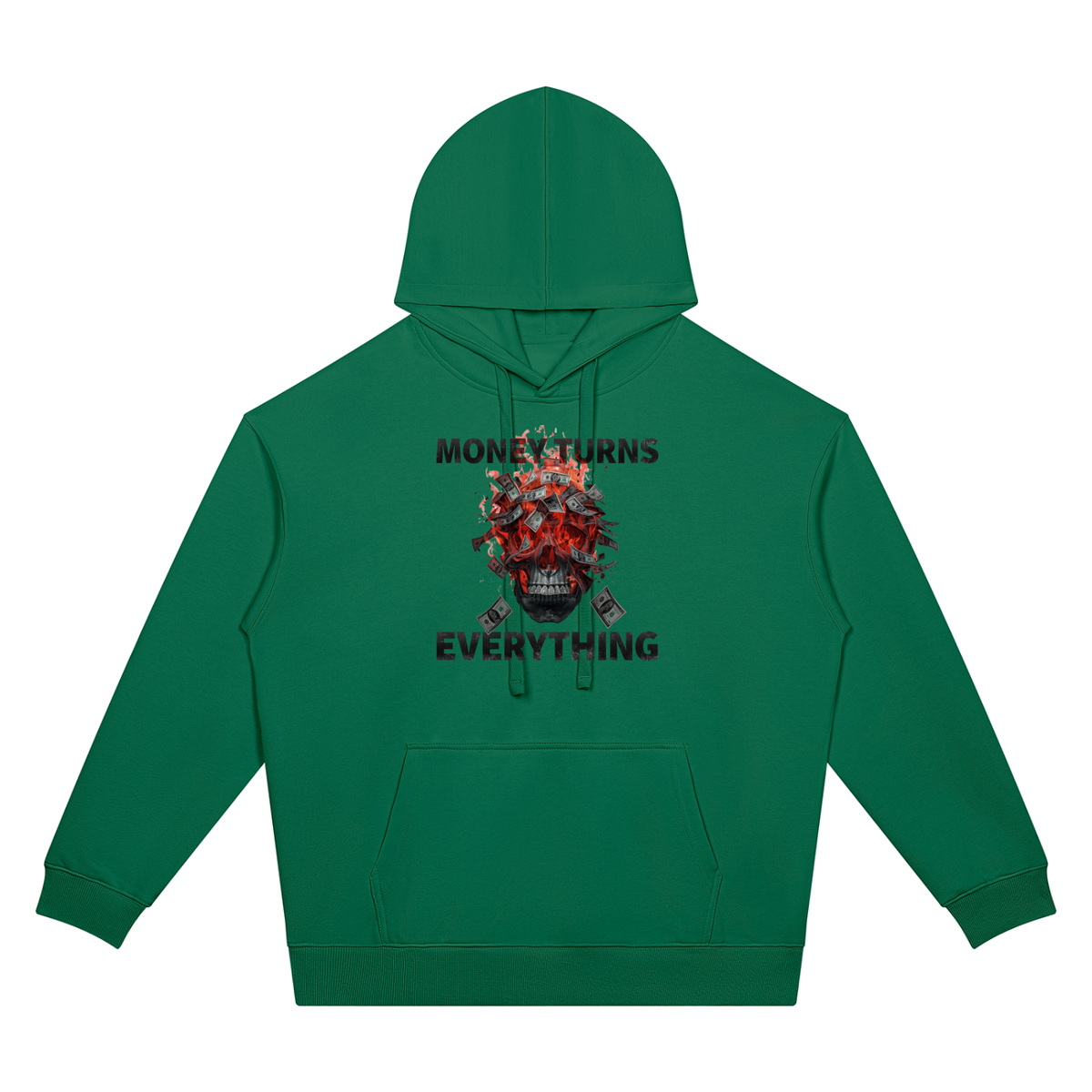Burning Money Two-Sided Graphic Drop Shoulder Hoodie