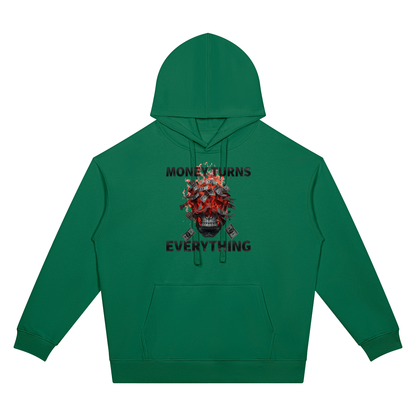 Burning Money Two-Sided Graphic Drop Shoulder Hoodie