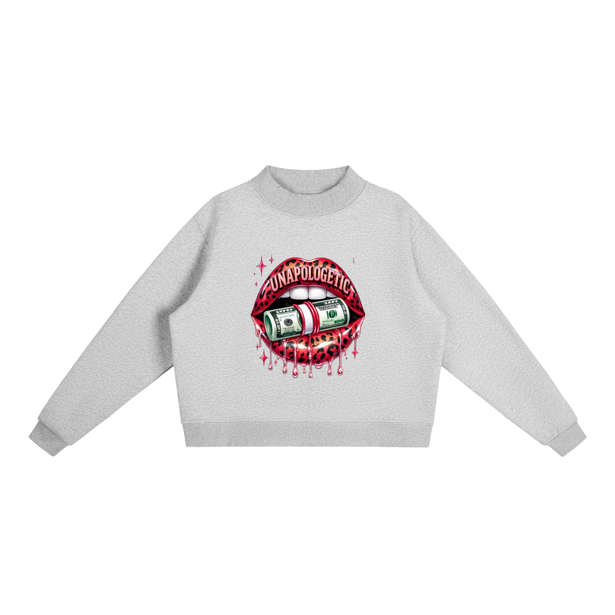 Unapologetic Lips Oversized Mock-Neck Sweatshirt