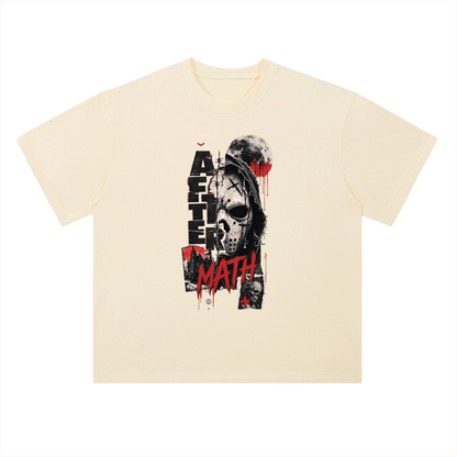 Aftermath Skull and Moon Grunge Graphic Drop Shoulder Tee