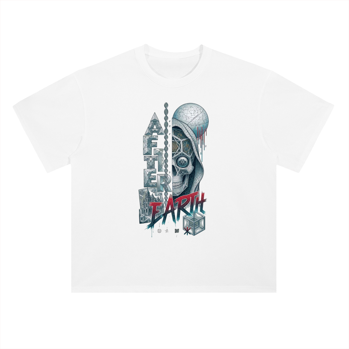 After Earth Futuristic Skull Graphic Drop Shoulder Tee