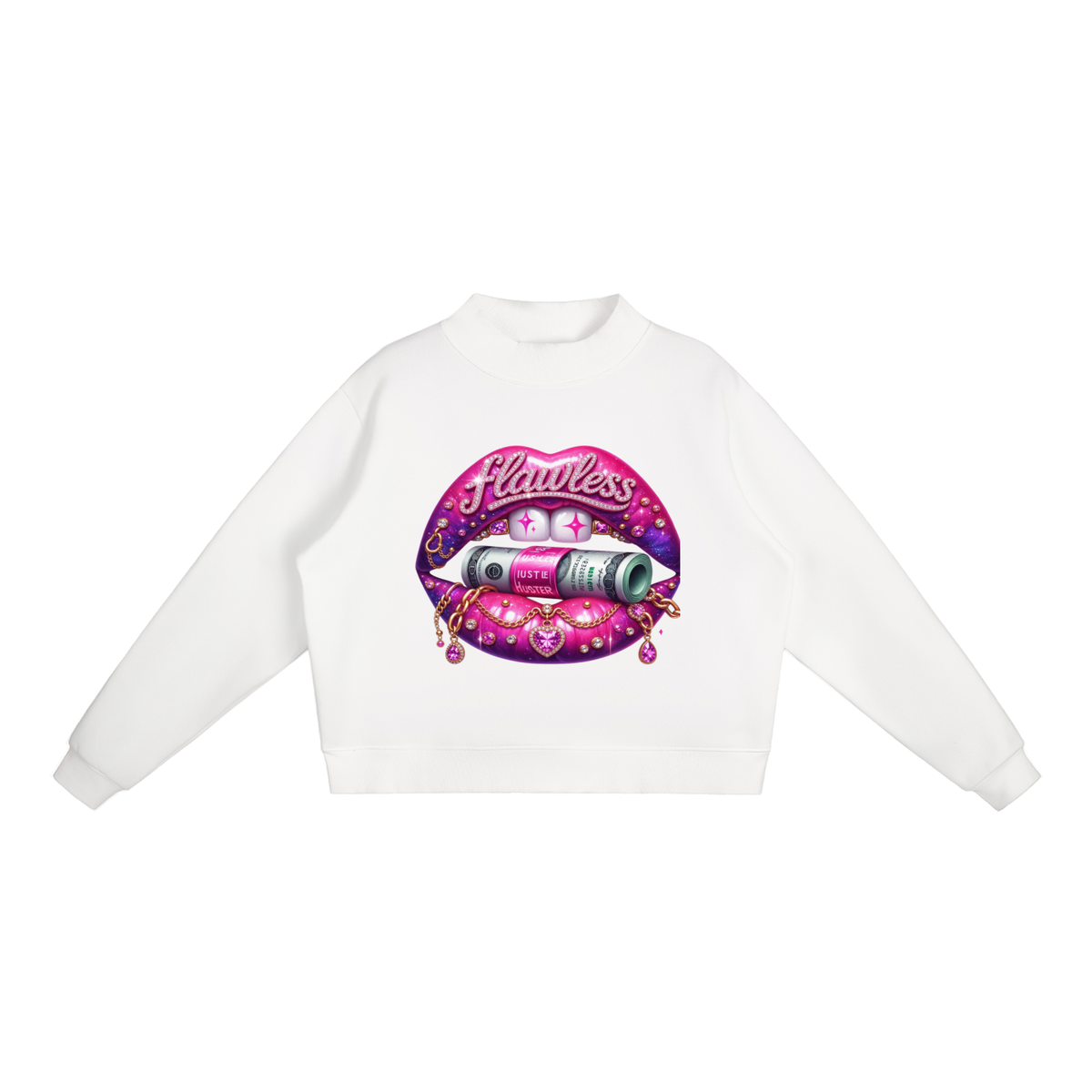 Flawless Lips Oversized Mock-Neck Sweatshirt